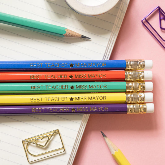 Personalised thank you teacher pencil set