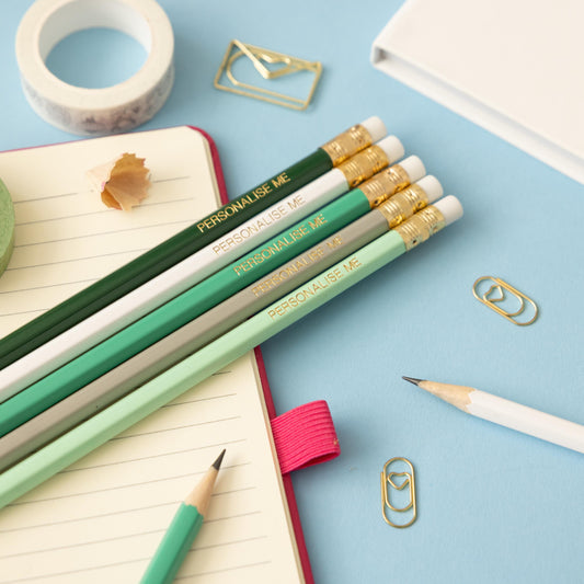 Personalised Name Pencils - Green Tones