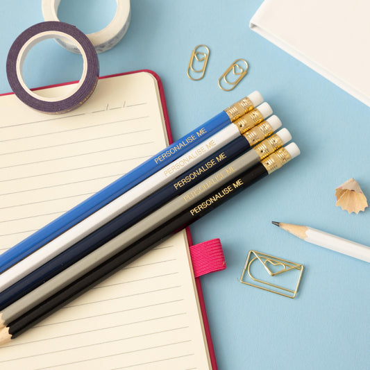 Personalised Name Pencils - Blue grey pencil set