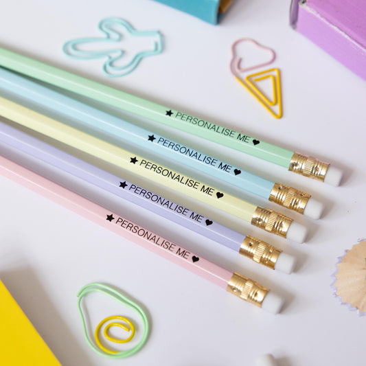 Personalised name pencils — pastel rainbow