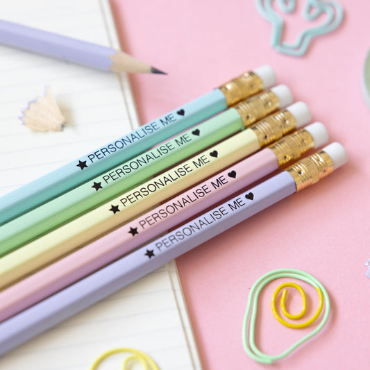 Personalised name pencils — pastel rainbow