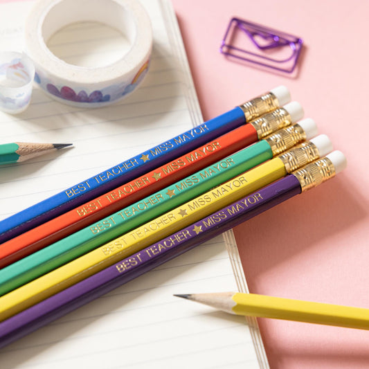 Personalised thank you teacher pencil set