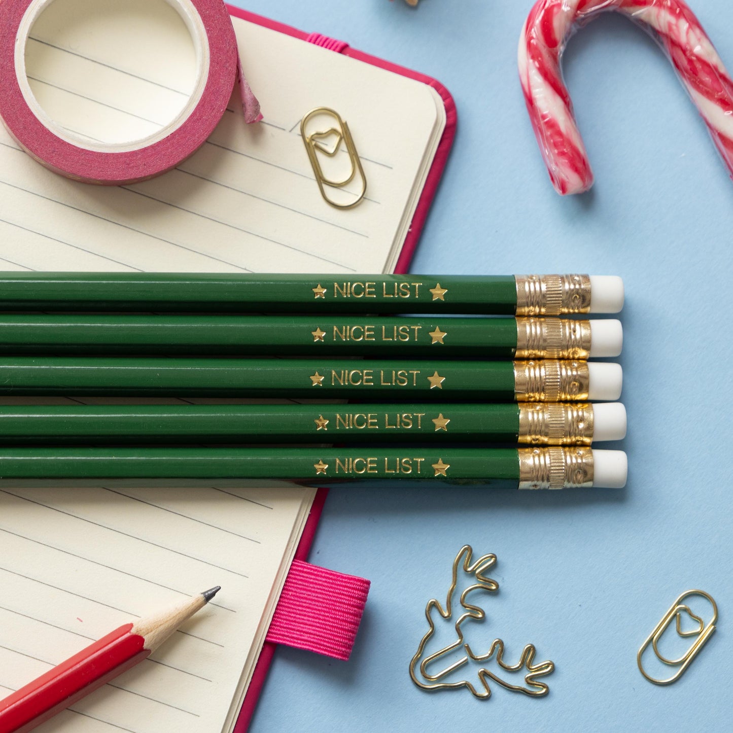 Nice list Christmas Pencil Set: Christmas Eve box, Stationery Gift, Party Favours, Stocking Stuffer, Teachers classroom favours