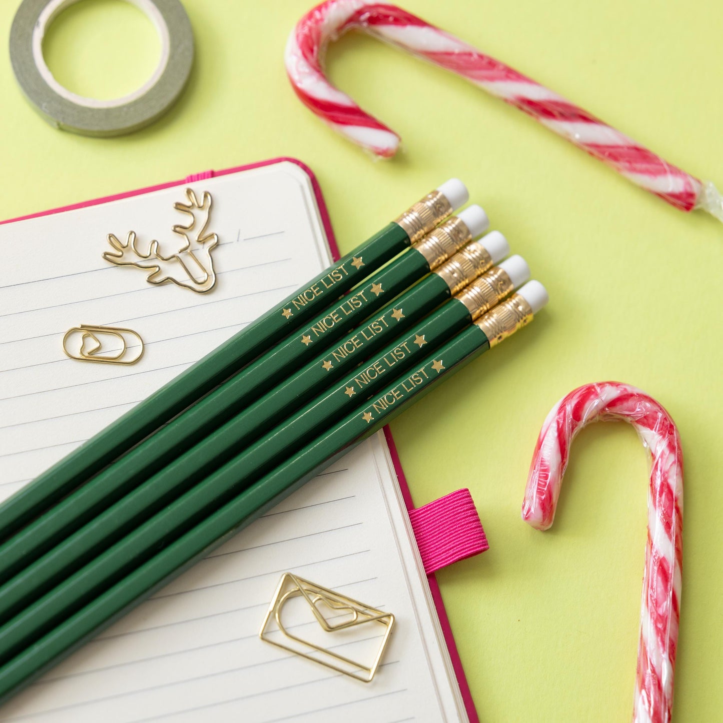 Nice list Christmas Pencil Set: Christmas Eve box, Stationery Gift, Party Favours, Stocking Stuffer, Teachers classroom favours