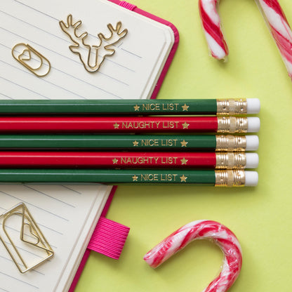 Naughty and Nice list Christmas Pencil Set: Christmas Eve box, Stationery Gift, Party Favours, Stocking Stuffer, Teachers classroom favours