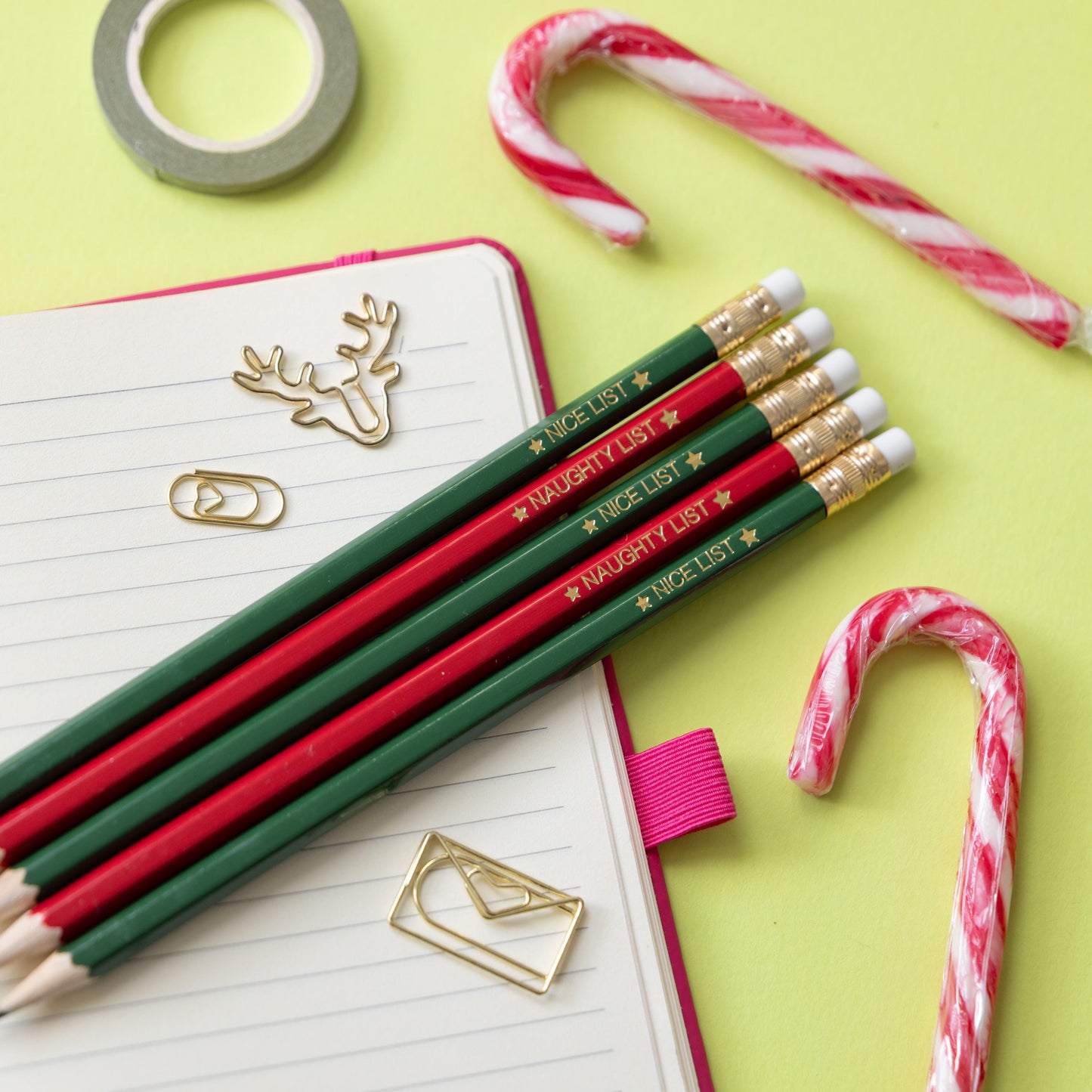 Naughty and Nice list Christmas Pencil Set: Christmas Eve box, Stationery Gift, Party Favours, Stocking Stuffer, Teachers classroom favours