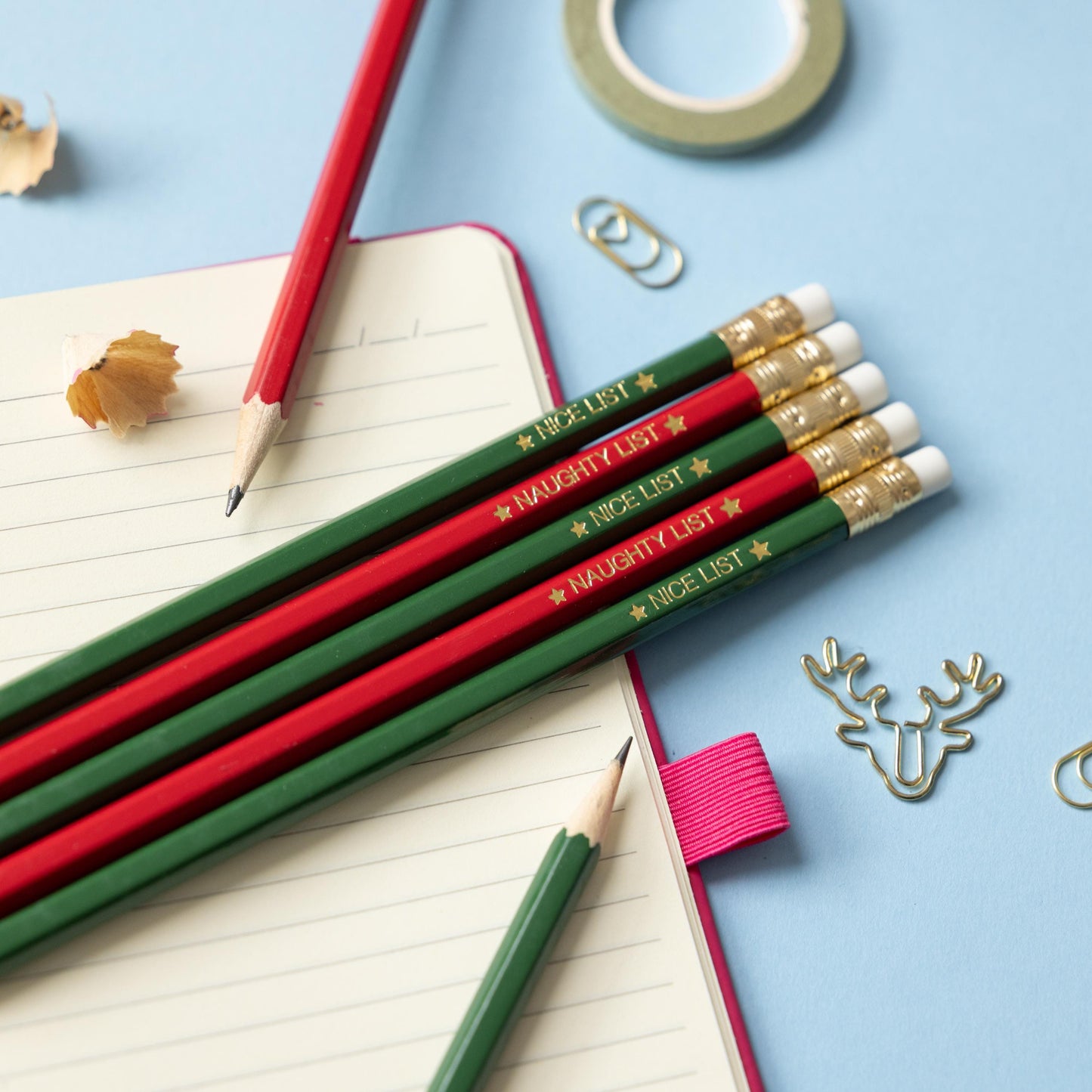 Naughty and Nice list Christmas Pencil Set: Christmas Eve box, Stationery Gift, Party Favours, Stocking Stuffer, Teachers classroom favours