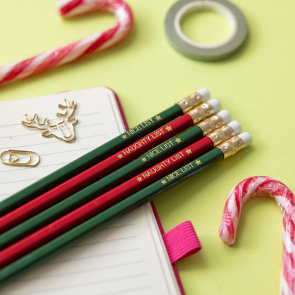 Naughty and Nice list Christmas Pencil Set: Christmas Eve box, Stationery Gift, Party Favours, Stocking Stuffer, Teachers classroom favours