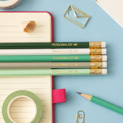 Personalised Name Pencils - Green Tones