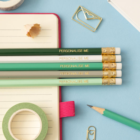 Personalised Name Pencils - Green Tones