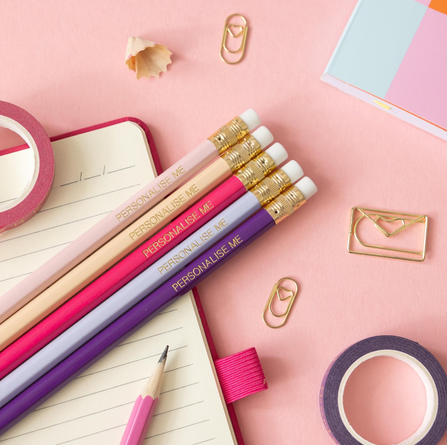 Personalised Name Pencils - pink and purple pencil set