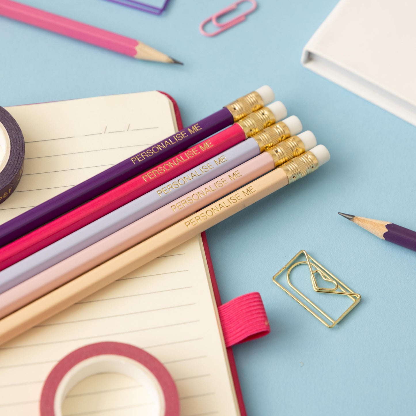Personalised Name Pencils - pink and purple pencil set