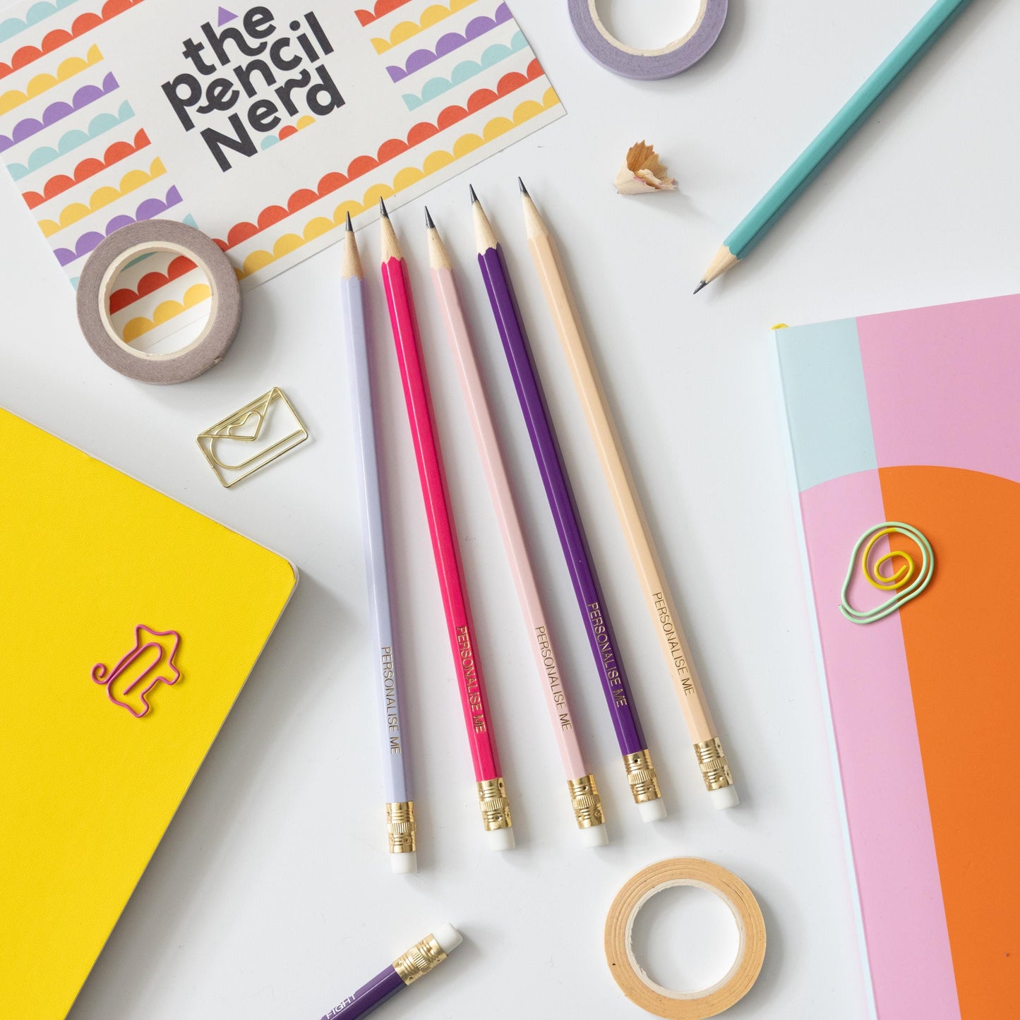 Personalised Name Pencils - pink and purple pencil set