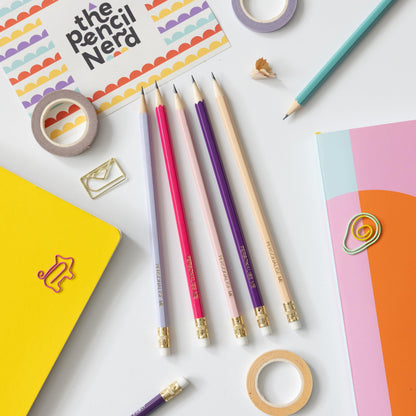 Personalised Name Pencils - pink and purple pencil set