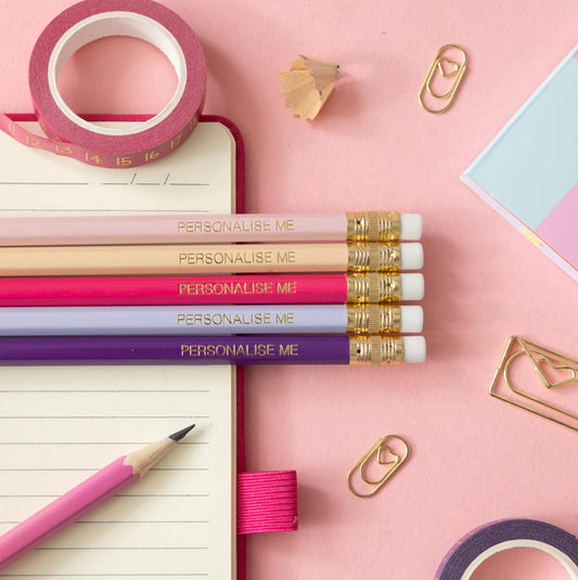 Personalised Name Pencils - pink and purple pencil set