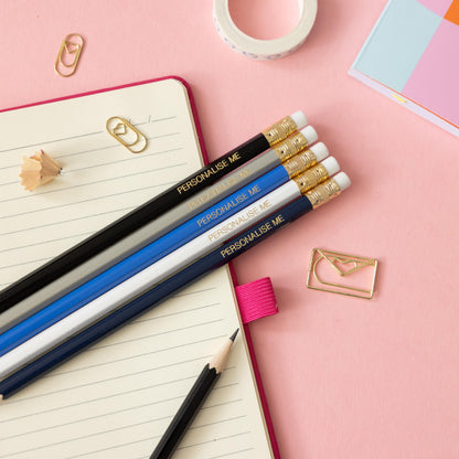 Personalised Name Pencils - Blue grey pencil set