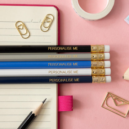 Personalised Name Pencils - Blue grey pencil set