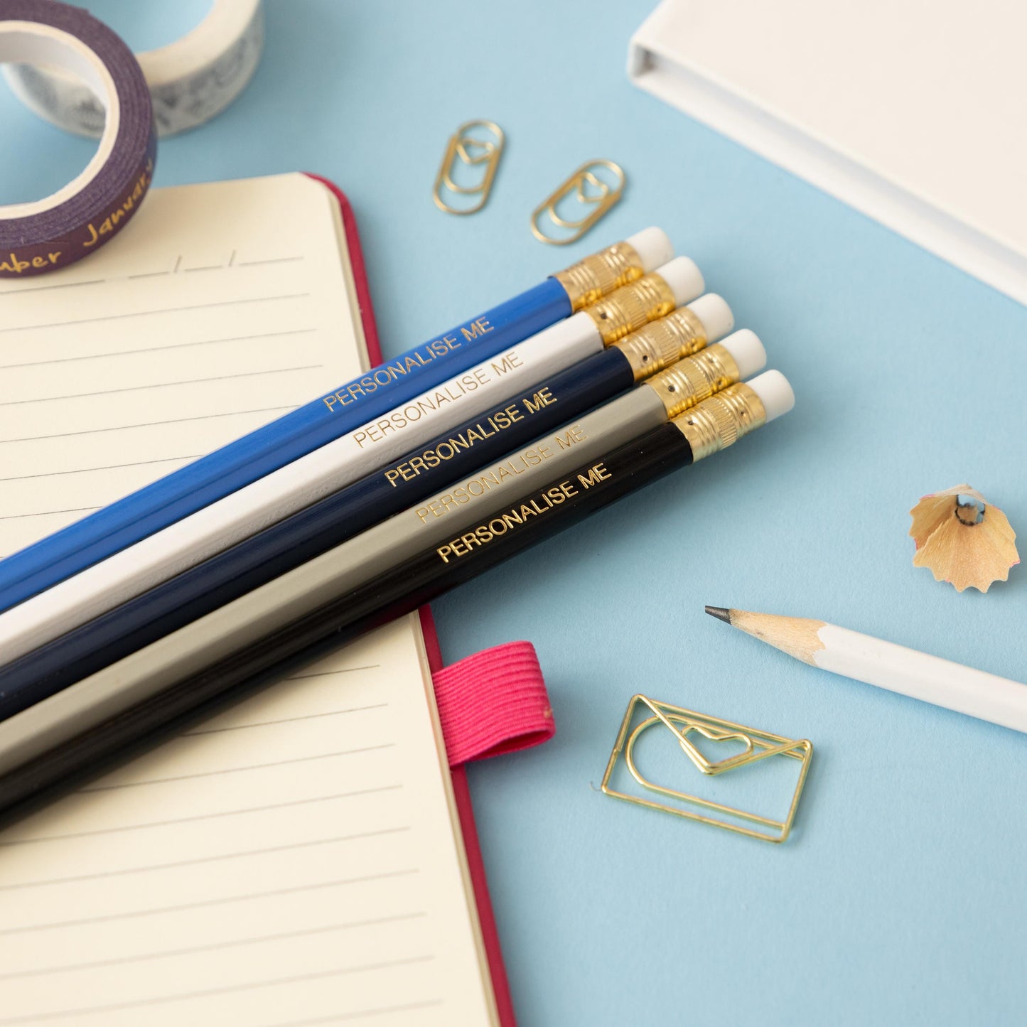 Personalised Name Pencils - Blue grey pencil set