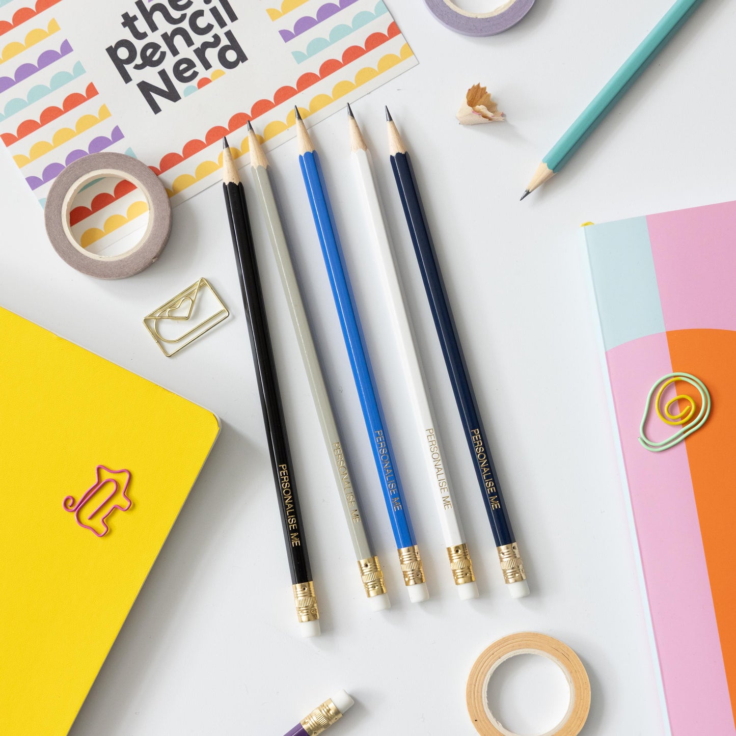Personalised Name Pencils - Blue grey pencil set
