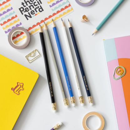 Personalised Name Pencils - Blue grey pencil set