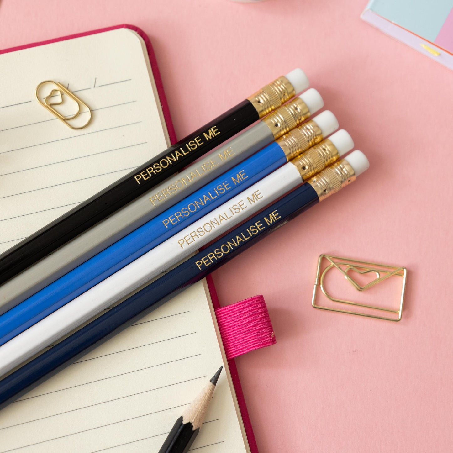 Personalised Name Pencils - Blue grey pencil set