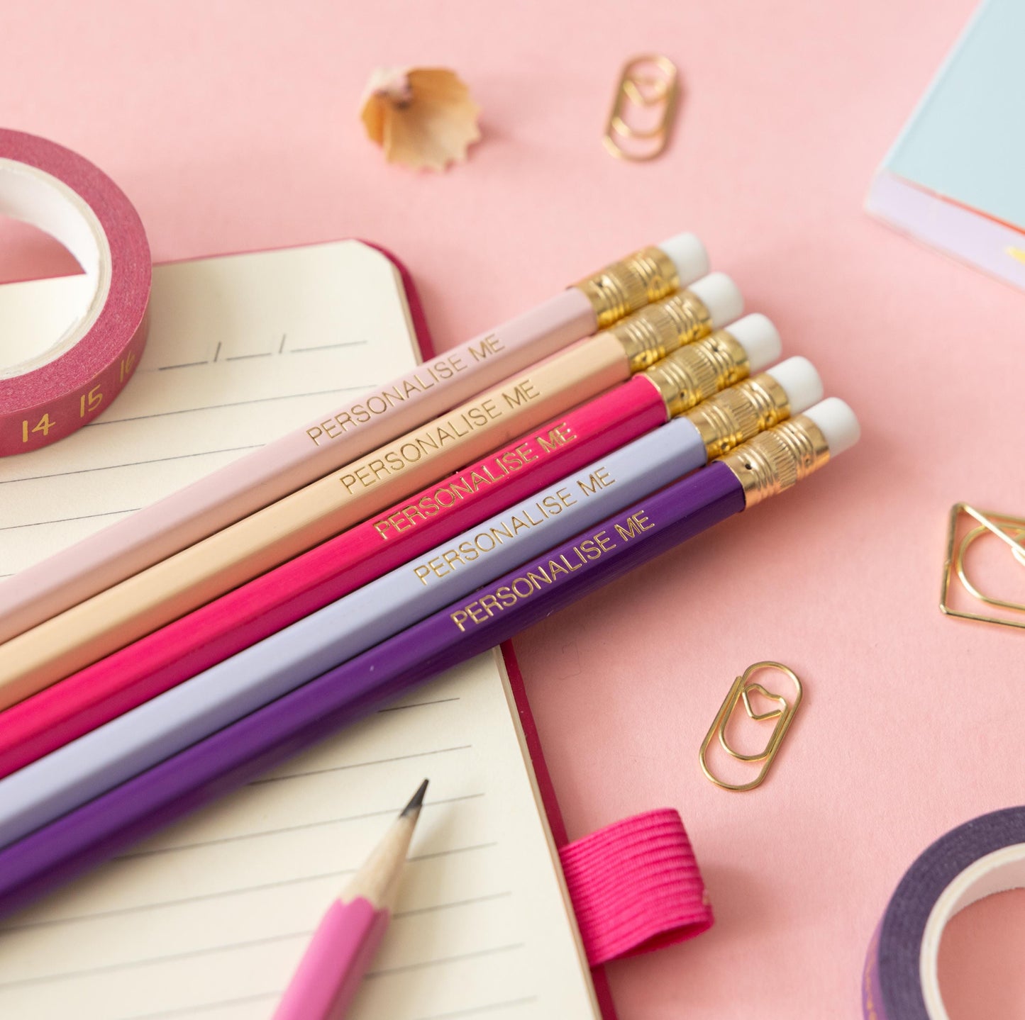 Personalised Name Pencils - pink and purple pencil set