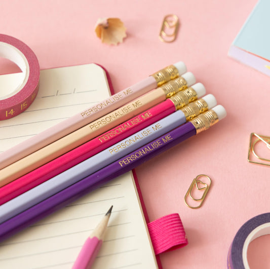 Personalised Name Pencils - pink and purple pencil set