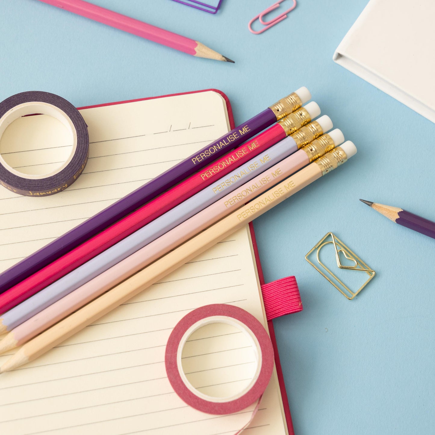 Personalised Name Pencils - pink and purple pencil set