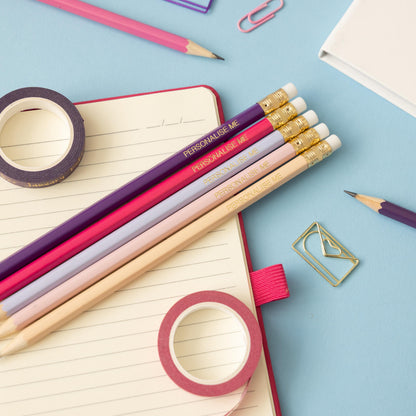 Personalised Name Pencils - pink and purple pencil set