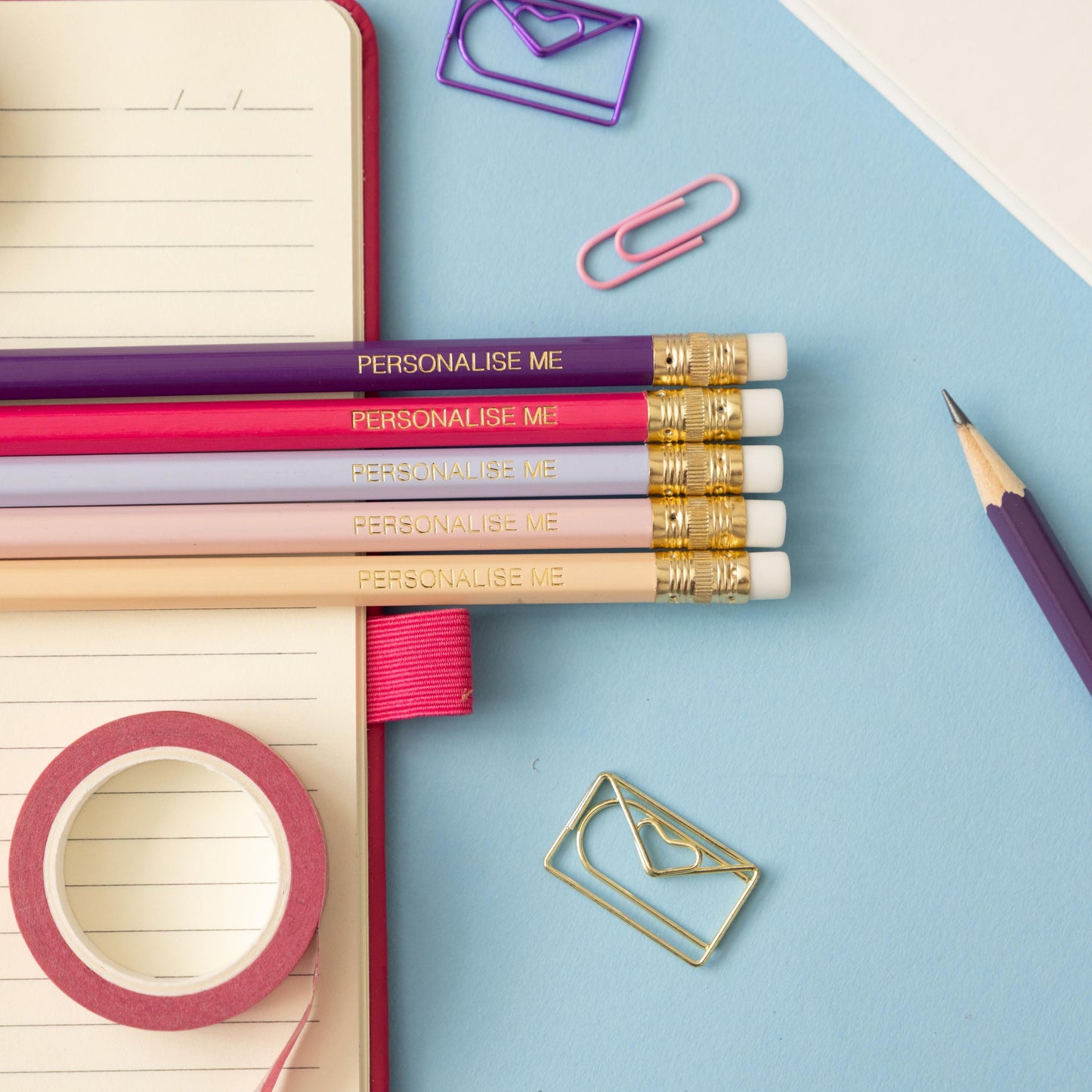 Personalised Name Pencils - pink and purple pencil set
