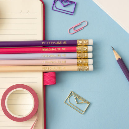 Personalised Name Pencils - pink and purple pencil set