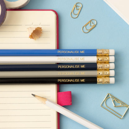 Personalised Name Pencils - Blue grey pencil set