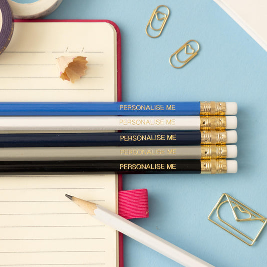 Personalised Name Pencils - Blue grey pencil set